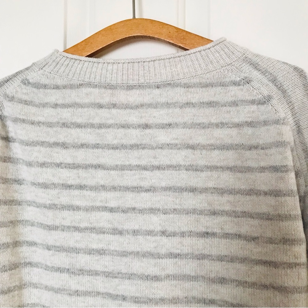 Oui Striped Crewneck Sweater in Cream with Pocket - Picture 8 of 11